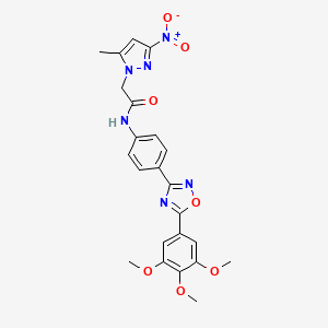 2-(5-methyl-3-nitro-1H-pyrazol-1-yl)-N-{4-[5-(3,4,5-trimethoxyphenyl)-1,2,4-oxadiazol-3-yl]phenyl}acetamide