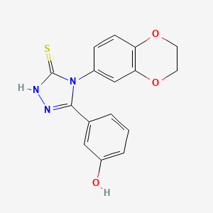 molecular formula C16H13N3O3S B4327146 3-[4-(2,3-dihydro-1,4-benzodioxin-6-yl)-5-mercapto-4H-1,2,4-triazol-3-yl]phenol 
