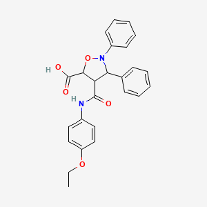 molecular formula C25H24N2O5 B4327159 4-{[(4-ethoxyphenyl)amino]carbonyl}-2,3-diphenylisoxazolidine-5-carboxylic acid 
