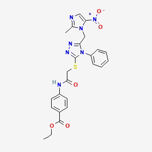 molecular formula C24H23N7O5S B4327167 ethyl 4-{[({5-[(2-methyl-5-nitro-1H-imidazol-1-yl)methyl]-4-phenyl-4H-1,2,4-triazol-3-yl}thio)acetyl]amino}benzoate 