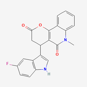 molecular formula C21H15FN2O3 B4327205 4-(5-fluoro-1H-indol-3-yl)-6-methyl-4,6-dihydro-2H-pyrano[3,2-c]quinoline-2,5(3H)-dione 
