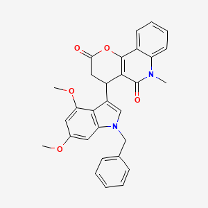molecular formula C30H26N2O5 B4327207 4-(1-benzyl-4,6-dimethoxy-1H-indol-3-yl)-6-methyl-4,6-dihydro-2H-pyrano[3,2-c]quinoline-2,5(3H)-dione 
