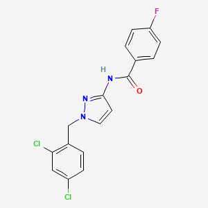 molecular formula C17H12Cl2FN3O B4327250 N-[1-(2,4-dichlorobenzyl)-1H-pyrazol-3-yl]-4-fluorobenzamide 