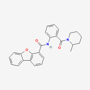 molecular formula C26H24N2O3 B4327264 N-{2-[(2-methylpiperidin-1-yl)carbonyl]phenyl}dibenzo[b,d]furan-4-carboxamide 