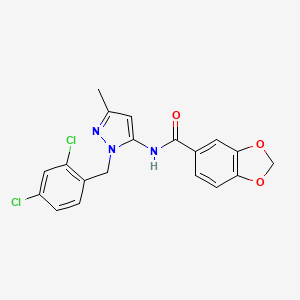 molecular formula C19H15Cl2N3O3 B4327273 N-[1-(2,4-dichlorobenzyl)-3-methyl-1H-pyrazol-5-yl]-1,3-benzodioxole-5-carboxamide 