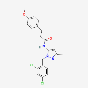 molecular formula C21H21Cl2N3O2 B4327275 N-[1-(2,4-dichlorobenzyl)-3-methyl-1H-pyrazol-5-yl]-3-(4-methoxyphenyl)propanamide 