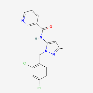 molecular formula C17H14Cl2N4O B4327285 N-[1-(2,4-dichlorobenzyl)-3-methyl-1H-pyrazol-5-yl]nicotinamide 