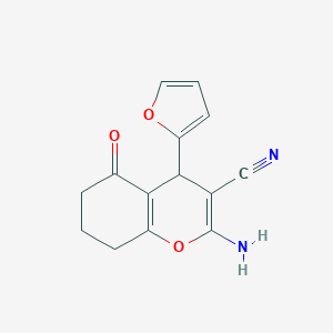 molecular formula C14H12N2O3 B432729 2-amino-4-(2-furyl)-5-oxo-5,6,7,8-tetrahydro-4H-chromene-3-carbonitrile CAS No. 315245-12-6