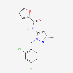 molecular formula C16H13Cl2N3O2 B4327292 N-[1-(2,4-dichlorobenzyl)-3-methyl-1H-pyrazol-5-yl]-2-furamide 