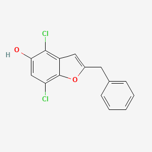 molecular formula C15H10Cl2O2 B4327295 2-benzyl-4,7-dichloro-1-benzofuran-5-ol 