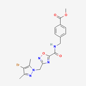molecular formula C18H18BrN5O4 B4327334 methyl 4-{[({3-[(4-bromo-3,5-dimethyl-1H-pyrazol-1-yl)methyl]-1,2,4-oxadiazol-5-yl}carbonyl)amino]methyl}benzoate 