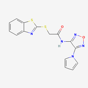 molecular formula C15H11N5O2S2 B4327347 2-(1,3-benzothiazol-2-ylthio)-N-[4-(1H-pyrrol-1-yl)-1,2,5-oxadiazol-3-yl]acetamide 