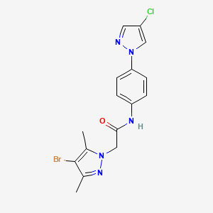 molecular formula C16H15BrClN5O B4327369 2-(4-bromo-3,5-dimethyl-1H-pyrazol-1-yl)-N-[4-(4-chloro-1H-pyrazol-1-yl)phenyl]acetamide 
