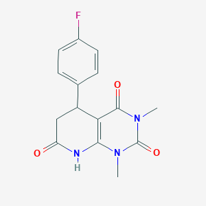 molecular formula C15H14FN3O3 B4327376 5-(4-fluorophenyl)-1,3-dimethyl-5,8-dihydropyrido[2,3-d]pyrimidine-2,4,7(1H,3H,6H)-trione 