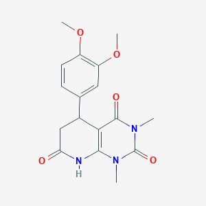 molecular formula C17H19N3O5 B4327381 5-(3,4-dimethoxyphenyl)-1,3-dimethyl-5,8-dihydropyrido[2,3-d]pyrimidine-2,4,7(1H,3H,6H)-trione 