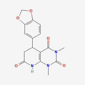 molecular formula C16H15N3O5 B4327387 5-(1,3-benzodioxol-5-yl)-1,3-dimethyl-5,8-dihydropyrido[2,3-d]pyrimidine-2,4,7(1H,3H,6H)-trione 
