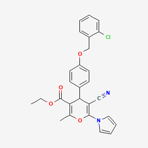 molecular formula C27H23ClN2O4 B4327394 ethyl 4-{4-[(2-chlorobenzyl)oxy]phenyl}-5-cyano-2-methyl-6-(1H-pyrrol-1-yl)-4H-pyran-3-carboxylate 