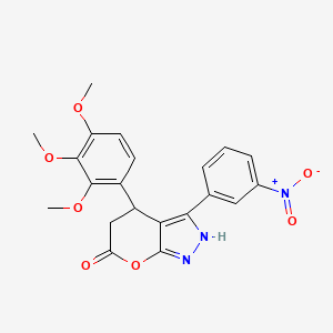 molecular formula C21H19N3O7 B4327409 3-(3-nitrophenyl)-4-(2,3,4-trimethoxyphenyl)-4,5-dihydropyrano[2,3-c]pyrazol-6(1H)-one 