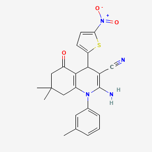 2-amino-7,7-dimethyl-1-(3-methylphenyl)-4-(5-nitro-2-thienyl)-5-oxo-1,4,5,6,7,8-hexahydroquinoline-3-carbonitrile