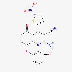 molecular formula C20H14F2N4O3S B4327447 2-amino-1-(2,6-difluorophenyl)-4-(5-nitro-2-thienyl)-5-oxo-1,4,5,6,7,8-hexahydroquinoline-3-carbonitrile 