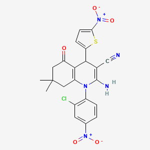 molecular formula C22H18ClN5O5S B4327453 2-amino-1-(2-chloro-4-nitrophenyl)-7,7-dimethyl-4-(5-nitro-2-thienyl)-5-oxo-1,4,5,6,7,8-hexahydroquinoline-3-carbonitrile 