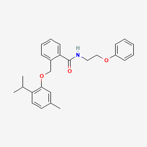 molecular formula C26H29NO3 B4327539 2-[(2-isopropyl-5-methylphenoxy)methyl]-N-(2-phenoxyethyl)benzamide 