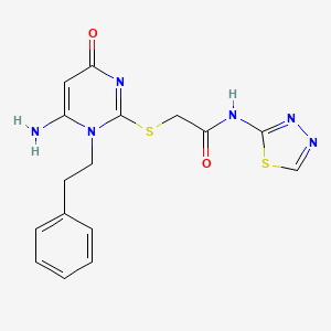 molecular formula C16H16N6O2S2 B4327643 2-{[6-amino-4-oxo-1-(2-phenylethyl)-1,4-dihydropyrimidin-2-yl]thio}-N-1,3,4-thiadiazol-2-ylacetamide 