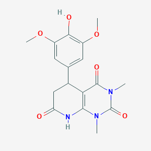 molecular formula C17H19N3O6 B4327669 5-(4-hydroxy-3,5-dimethoxyphenyl)-1,3-dimethyl-5,8-dihydropyrido[2,3-d]pyrimidine-2,4,7(1H,3H,6H)-trione 