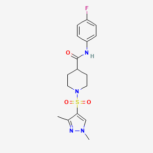 molecular formula C17H21FN4O3S B4327690 1-[(1,3-dimethyl-1H-pyrazol-4-yl)sulfonyl]-N-(4-fluorophenyl)piperidine-4-carboxamide 