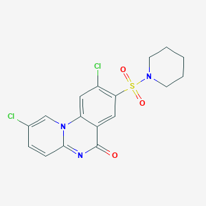molecular formula C17H15Cl2N3O3S B4327726 2,9-dichloro-8-(piperidin-1-ylsulfonyl)-6H-pyrido[1,2-a]quinazolin-6-one 
