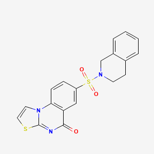 molecular formula C19H15N3O3S2 B4327746 7-(3,4-dihydroisoquinolin-2(1H)-ylsulfonyl)-5H-[1,3]thiazolo[3,2-a]quinazolin-5-one 