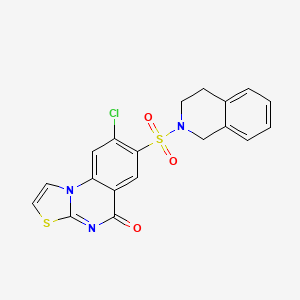 molecular formula C19H14ClN3O3S2 B4327754 8-chloro-7-(3,4-dihydroisoquinolin-2(1H)-ylsulfonyl)-5H-[1,3]thiazolo[3,2-a]quinazolin-5-one 