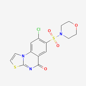 molecular formula C14H12ClN3O4S2 B4327762 8-chloro-7-(morpholin-4-ylsulfonyl)-5H-[1,3]thiazolo[3,2-a]quinazolin-5-one 