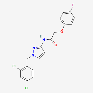 molecular formula C18H14Cl2FN3O2 B4327763 N-[1-(2,4-dichlorobenzyl)-1H-pyrazol-3-yl]-2-(4-fluorophenoxy)acetamide 