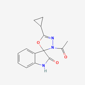 molecular formula C14H13N3O3 B4327781 3'-acetyl-5'-cyclopropyl-3'H-spiro[indole-3,2'-[1,3,4]oxadiazol]-2(1H)-one 