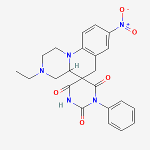 3-ethyl-8-nitro-1'-phenyl-2,3,4,4a-tetrahydro-1H,2'H,6H-spiro[pyrazino[1,2-a]quinoline-5,5'-pyrimidine]-2',4',6'(1'H,3'H)-trione