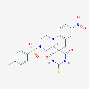 3-[(4-methylphenyl)sulfonyl]-8-nitro-2'-thioxo-2,3,4,4a-tetrahydro-1H,2'H,6H-spiro[pyrazino[1,2-a]quinoline-5,5'-pyrimidine]-4',6'(1'H,3'H)-dione