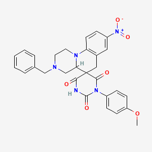 3-benzyl-1'-(4-methoxyphenyl)-8-nitro-2,3,4,4a-tetrahydro-1H,2'H,6H-spiro[pyrazino[1,2-a]quinoline-5,5'-pyrimidine]-2',4',6'(1'H,3'H)-trione