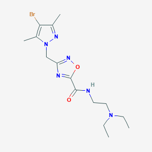 molecular formula C15H23BrN6O2 B4327871 3-[(4-bromo-3,5-dimethyl-1H-pyrazol-1-yl)methyl]-N-[2-(diethylamino)ethyl]-1,2,4-oxadiazole-5-carboxamide 