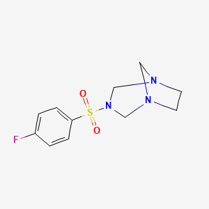 molecular formula C11H14FN3O2S B4327885 3-[(4-fluorophenyl)sulfonyl]-1,3,5-triazabicyclo[3.2.1]octane 