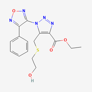 molecular formula C16H17N5O4S B4327924 ethyl 5-{[(2-hydroxyethyl)thio]methyl}-1-(4-phenyl-1,2,5-oxadiazol-3-yl)-1H-1,2,3-triazole-4-carboxylate 