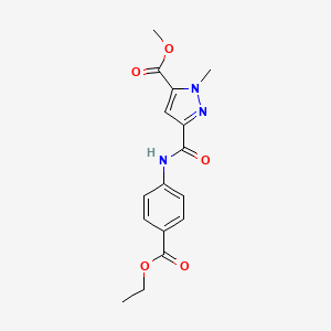 molecular formula C16H17N3O5 B4327963 methyl 3-({[4-(ethoxycarbonyl)phenyl]amino}carbonyl)-1-methyl-1H-pyrazole-5-carboxylate 