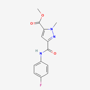molecular formula C13H12FN3O3 B4327973 methyl 3-{[(4-fluorophenyl)amino]carbonyl}-1-methyl-1H-pyrazole-5-carboxylate 