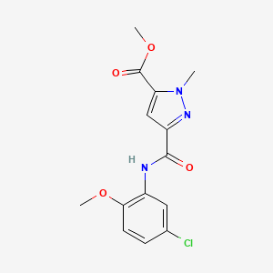 molecular formula C14H14ClN3O4 B4327975 methyl 3-{[(5-chloro-2-methoxyphenyl)amino]carbonyl}-1-methyl-1H-pyrazole-5-carboxylate 