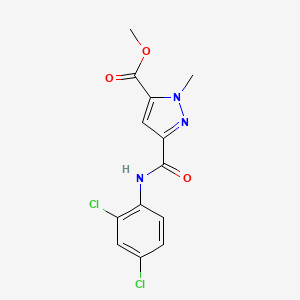 molecular formula C13H11Cl2N3O3 B4327982 methyl 3-{[(2,4-dichlorophenyl)amino]carbonyl}-1-methyl-1H-pyrazole-5-carboxylate 