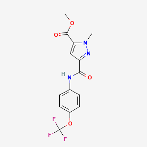 molecular formula C14H12F3N3O4 B4327984 methyl 1-methyl-3-({[4-(trifluoromethoxy)phenyl]amino}carbonyl)-1H-pyrazole-5-carboxylate 