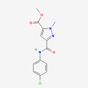 molecular formula C13H12ClN3O3 B4327988 methyl 3-{[(4-chlorophenyl)amino]carbonyl}-1-methyl-1H-pyrazole-5-carboxylate 
