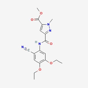molecular formula C18H20N4O5 B4327993 methyl 3-{[(2-cyano-4,5-diethoxyphenyl)amino]carbonyl}-1-methyl-1H-pyrazole-5-carboxylate 