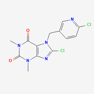 molecular formula C13H11Cl2N5O2 B4328000 8-chloro-7-[(6-chloropyridin-3-yl)methyl]-1,3-dimethyl-3,7-dihydro-1H-purine-2,6-dione 