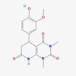 molecular formula C16H17N3O5 B4328009 5-(4-hydroxy-3-methoxyphenyl)-1,3-dimethyl-5,8-dihydropyrido[2,3-d]pyrimidine-2,4,7(1H,3H,6H)-trione 